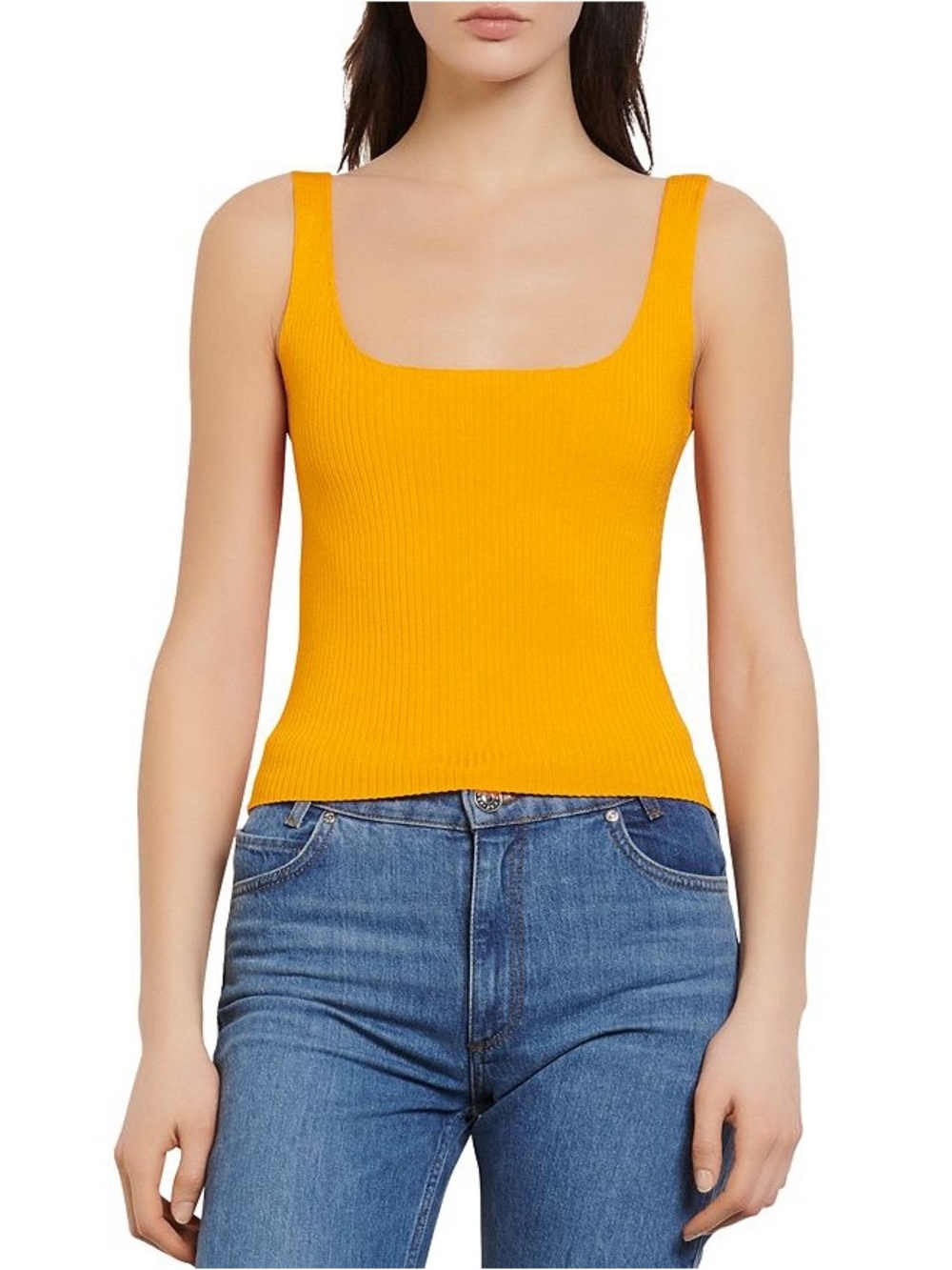 Sandro Ribbed Scoop Neck Tank